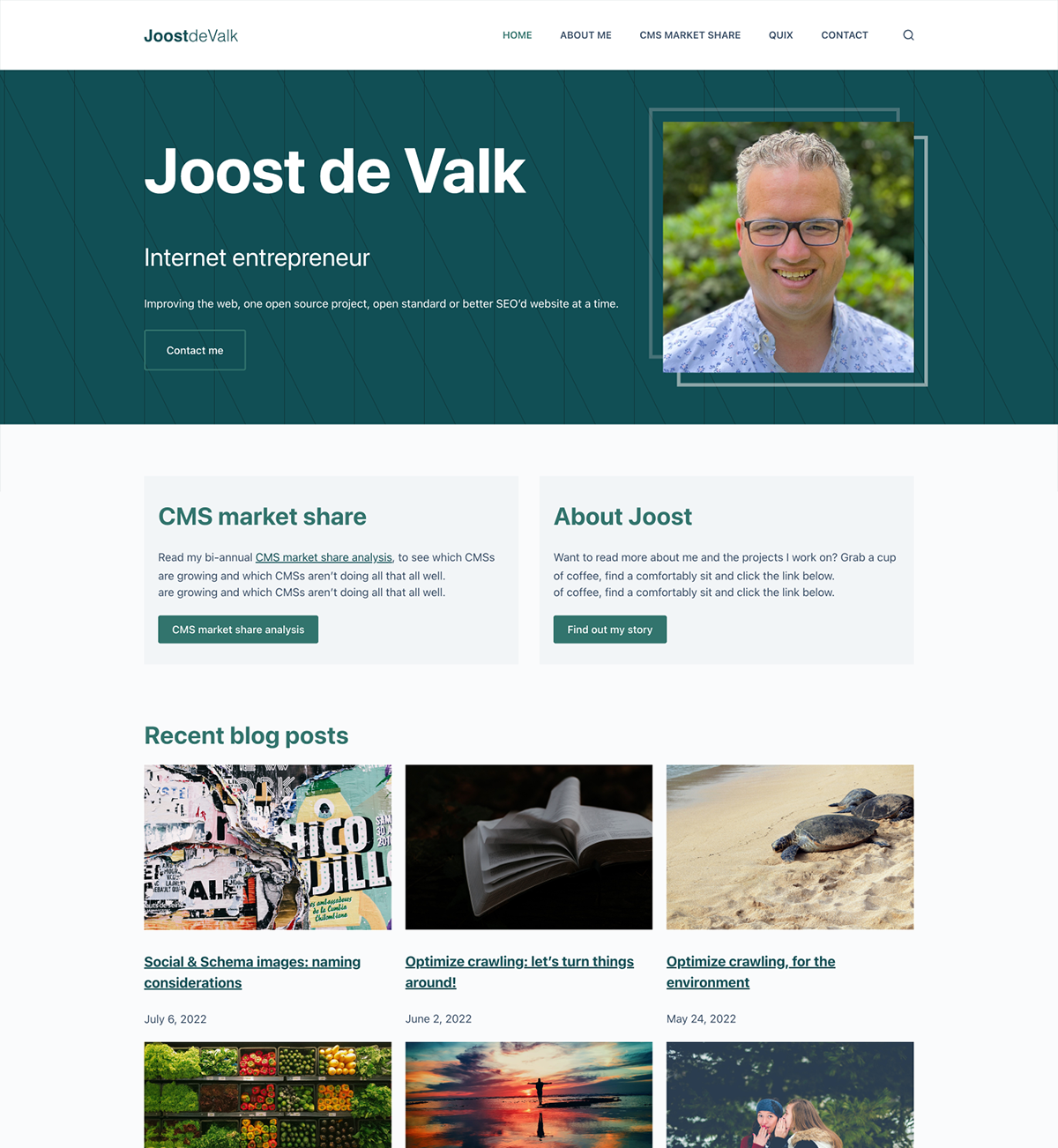 A screenshot of the old design for Joost's blog